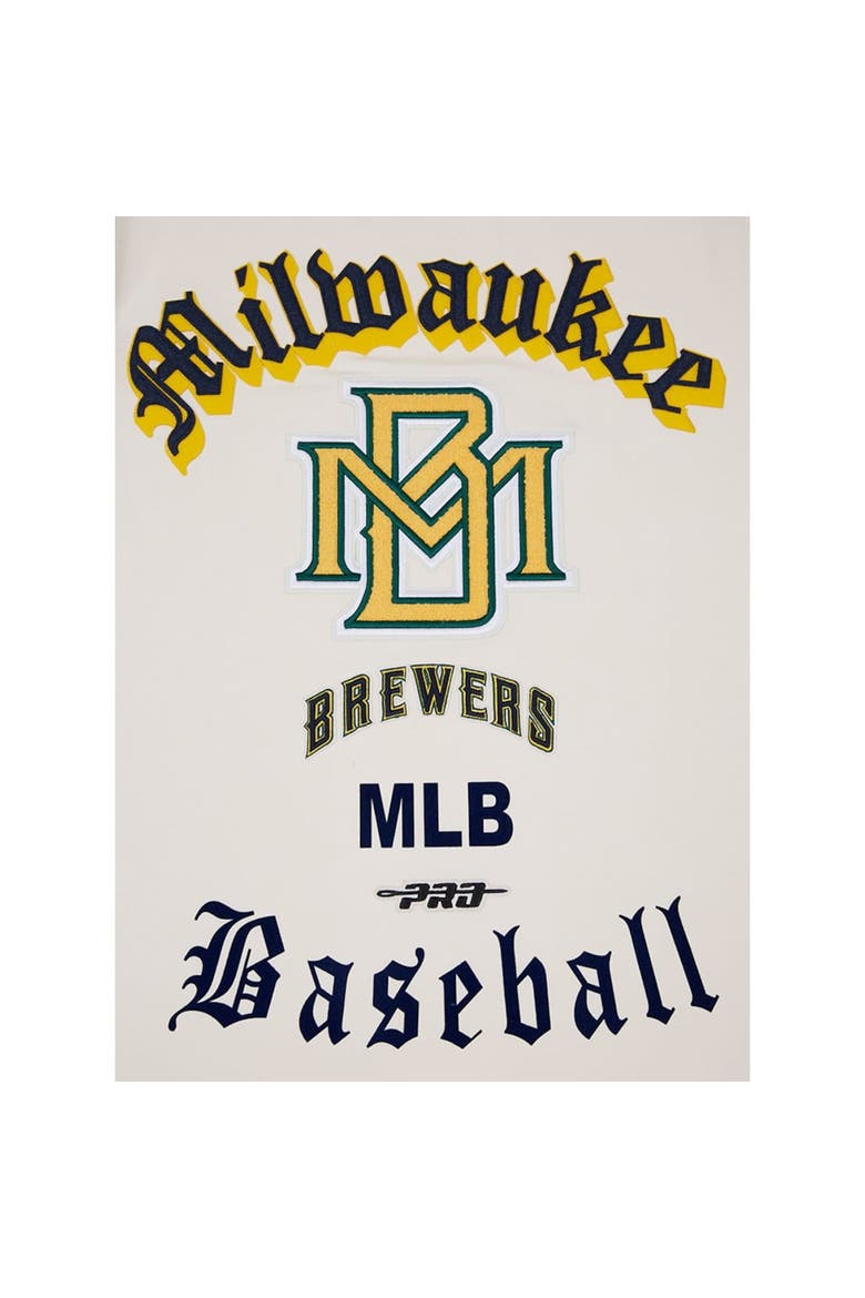 Men's Pro Standard Cream Milwaukee Brewers Cooperstown Collection Old English T-Shirt, Alternate, color, Cream