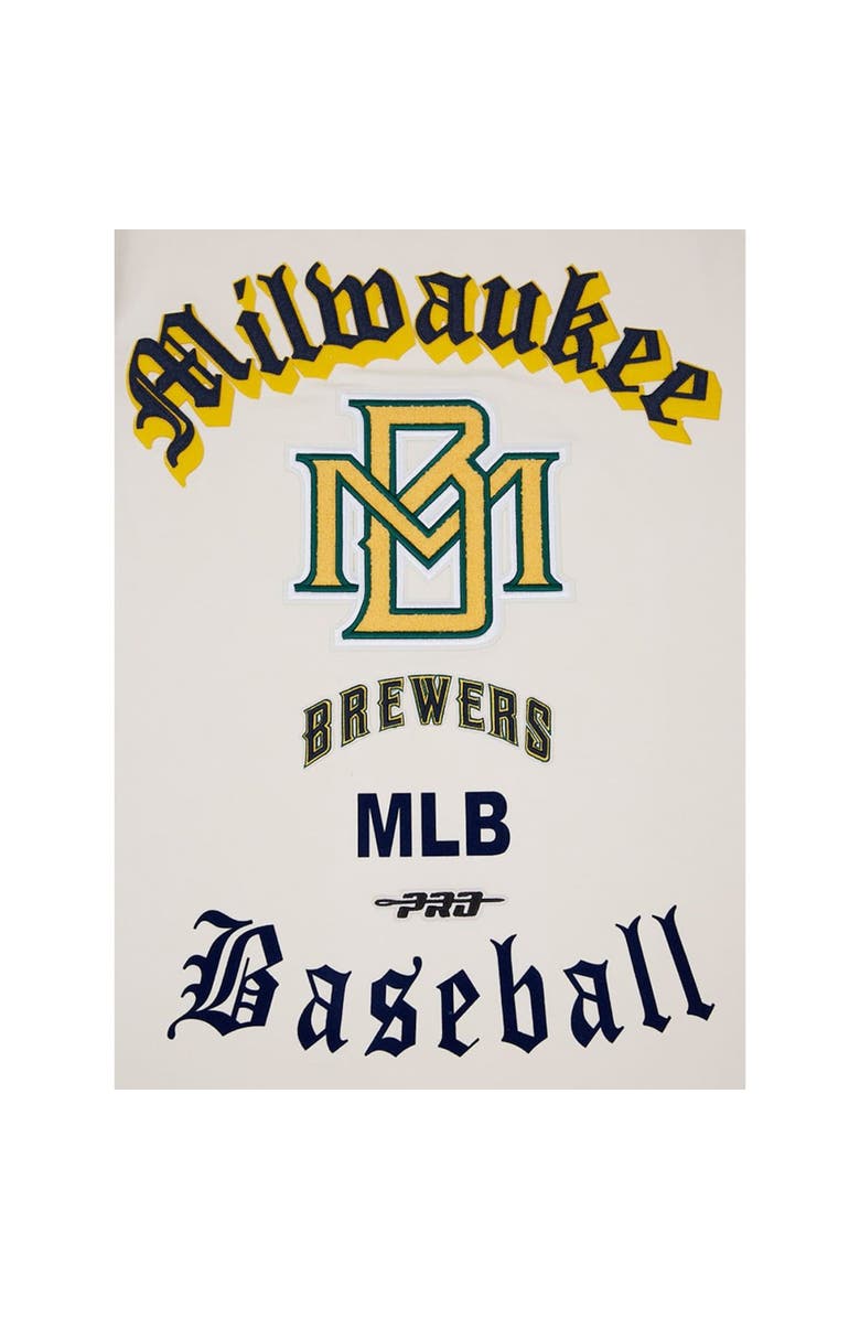 PRO STANDARD Men's Pro Standard Cream Milwaukee Brewers Cooperstown Collection Old English T-Shirt, Alternate, color, Cream