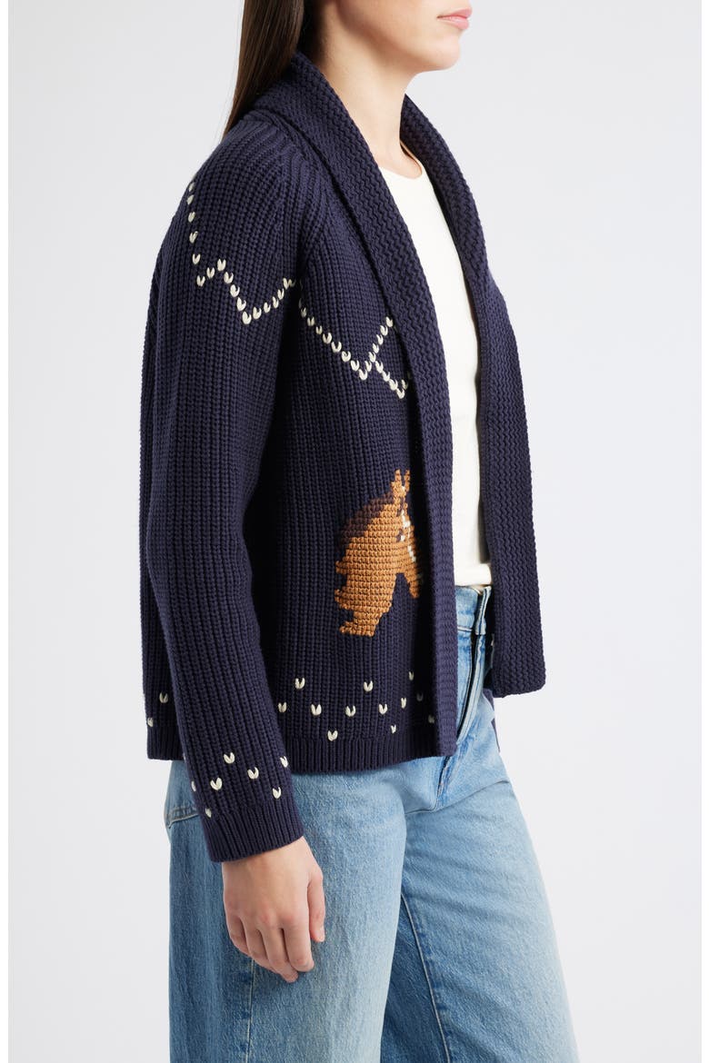 The Horse Lodge Cotton Blend Cardigan, Alternate, color, NAVY