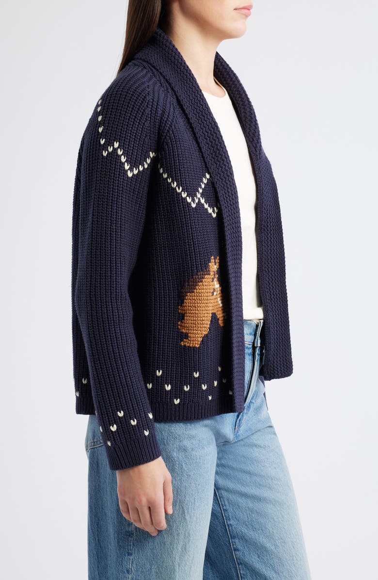 THE GREAT. The Horse Lodge Cotton Blend Cardigan, Alternate, color, Navy