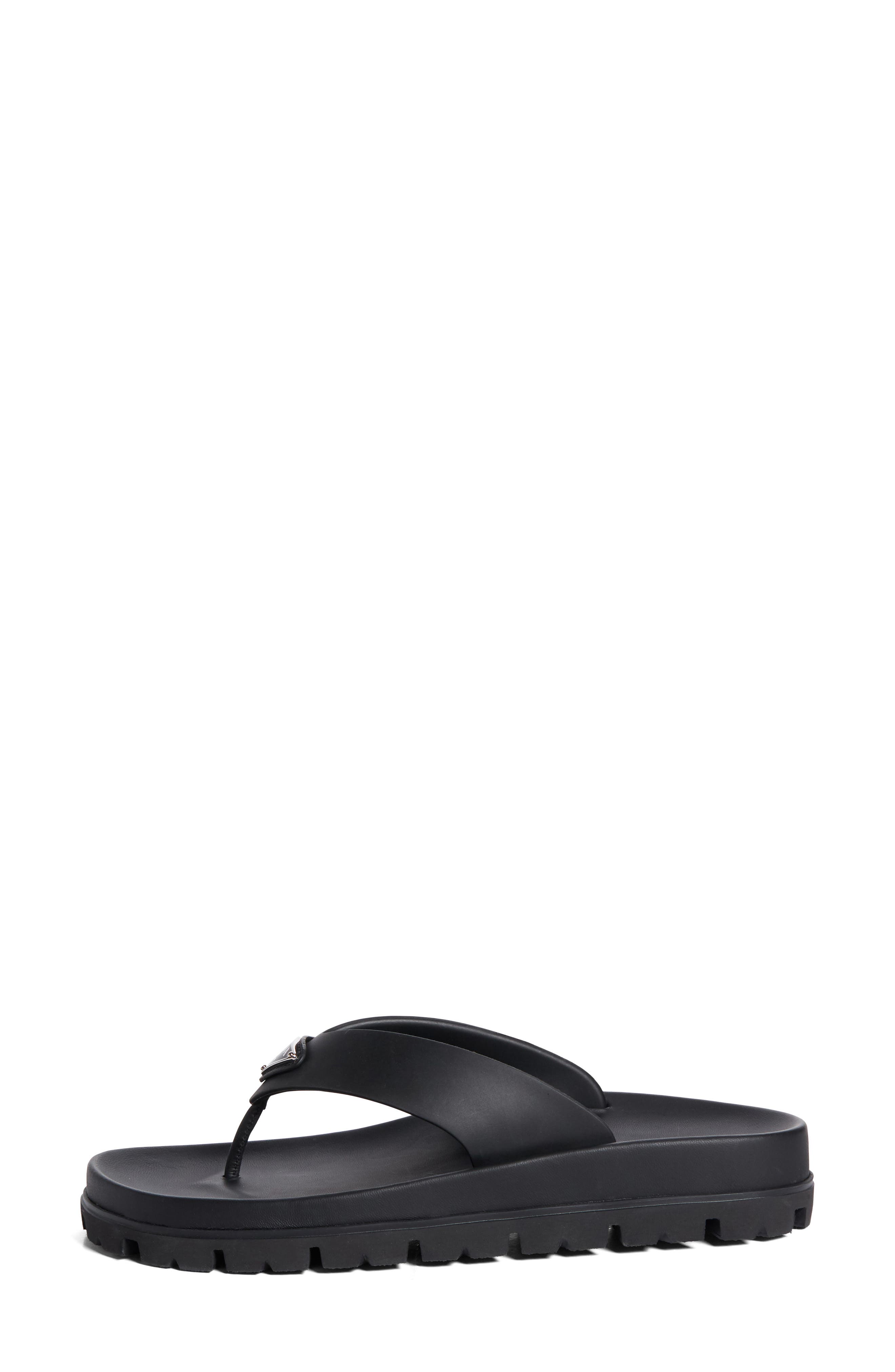 Prada Lug Sole Flip Flop, Alternate, color, Nero