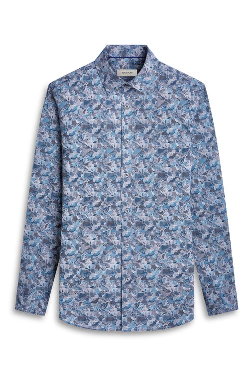 Bugatchi Julian Shaped Fit Abstract Print Button-up Shirt In Teal