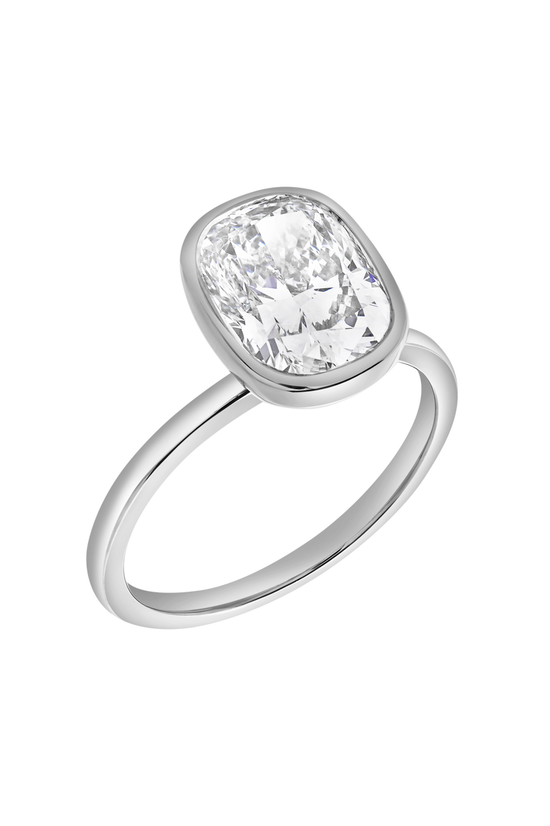 Novae 2.5CT Cushion Cut Bezel Lab Diamond Engagement Ring 14K Gold, Alternate, color, 14K White Gold