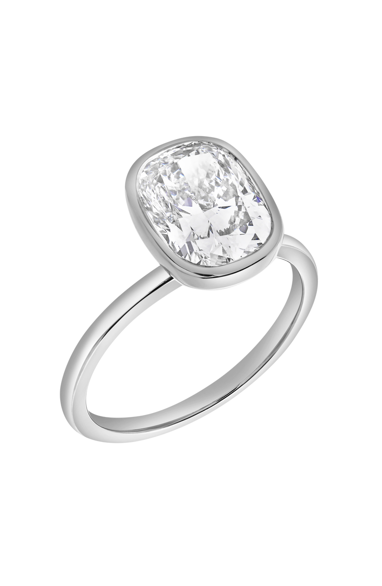 LuvMyJewelry Novae 2.5CT Cushion Cut Bezel Lab Diamond Engagement Ring 14K Gold, Alternate, color, 14K White Gold