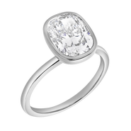 LuvMyJewelry Novae 3CT Cushion Cut Bezel Lab Diamond Engagement Ring 14K Gold