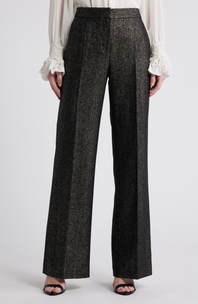 KOBI HALPERIN Misha Metallic Wool Blend Wide Leg Pants, Main, color, 