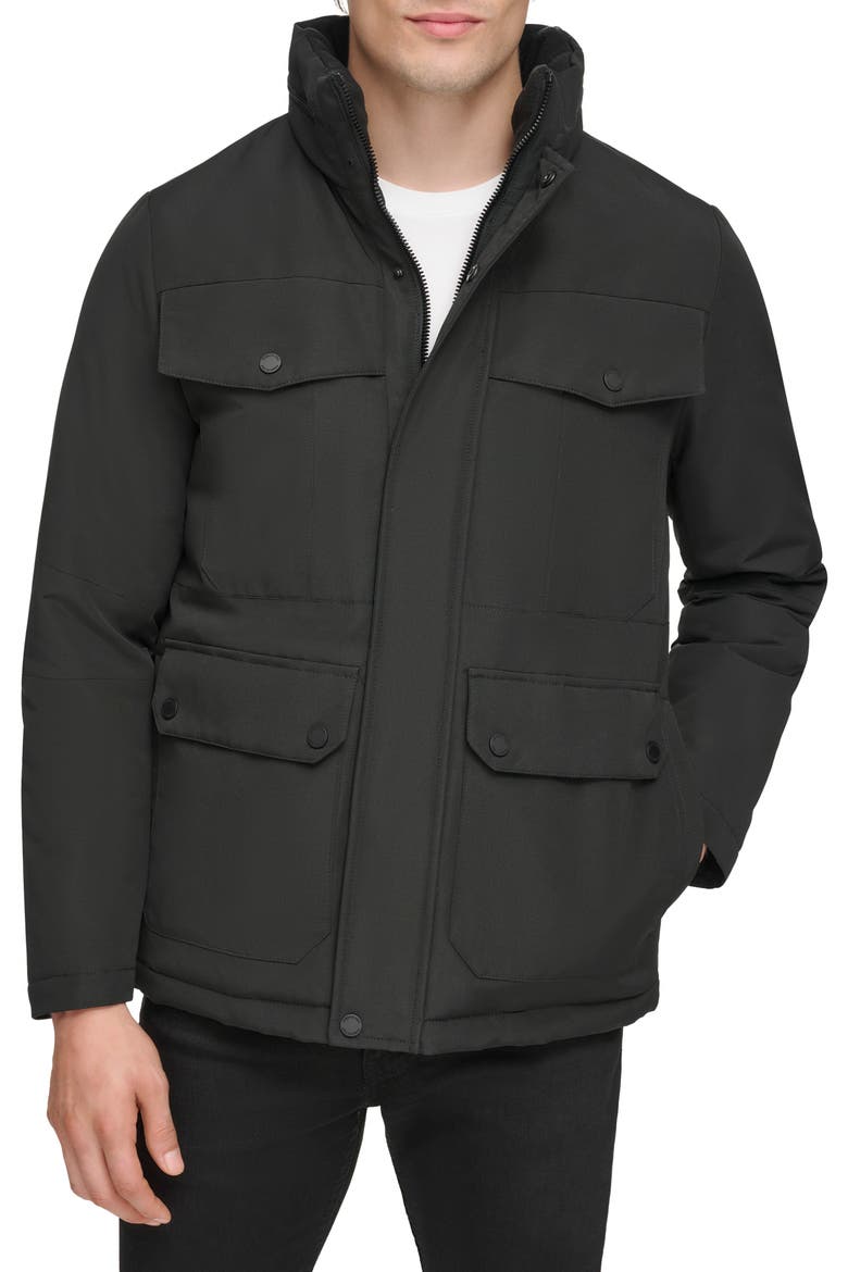 Water Resistant Puffer Jacket, Alternate, color, BLACK