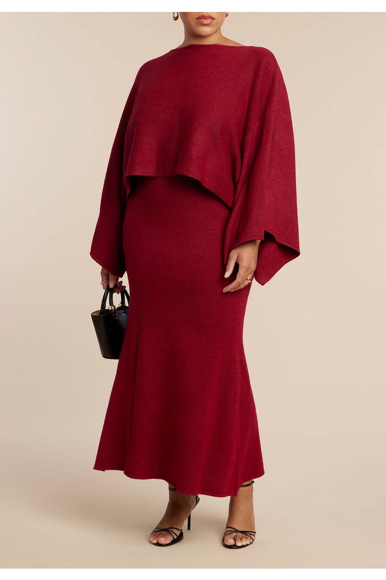 Draped Cropped Sweater, Alternate, color, RUMBA RED
