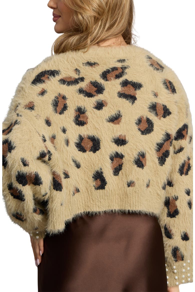 Leopard Spot Embellished Cardigan, Alternate, color, BROWN