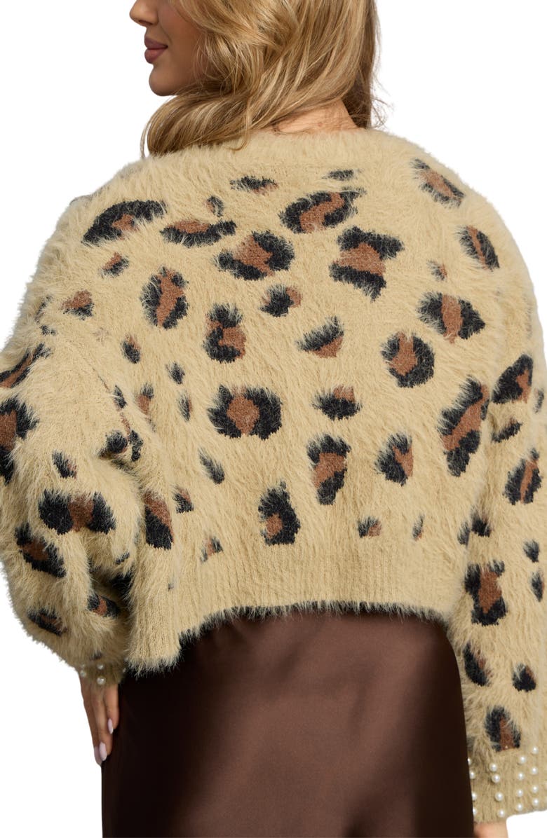 SAACHI Leopard Spot Embellished Cardigan, Alternate, color, Brown