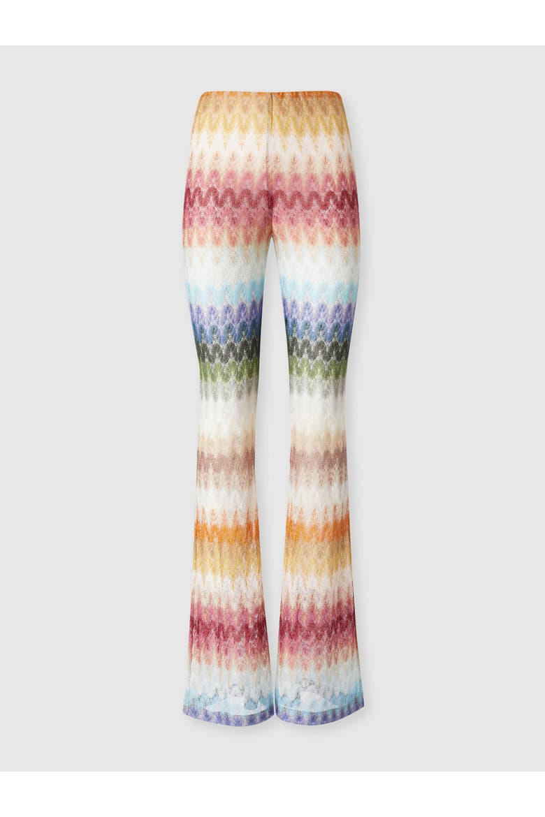 Flare Viscose Trousers With Dégradé Lace Motif, Main, color, Multicoloured