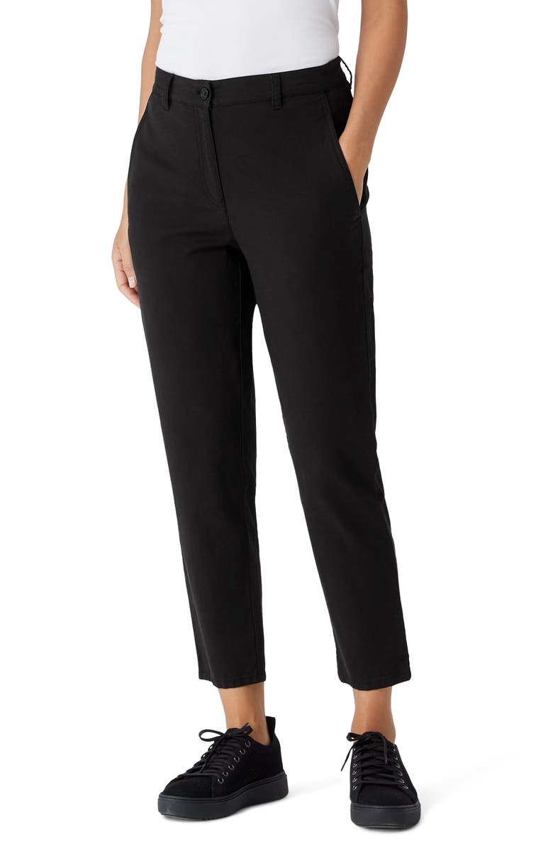 Eileen Fisher Organic Cotton & Hemp High Waist Tapered Ankle Pants, Main, color,