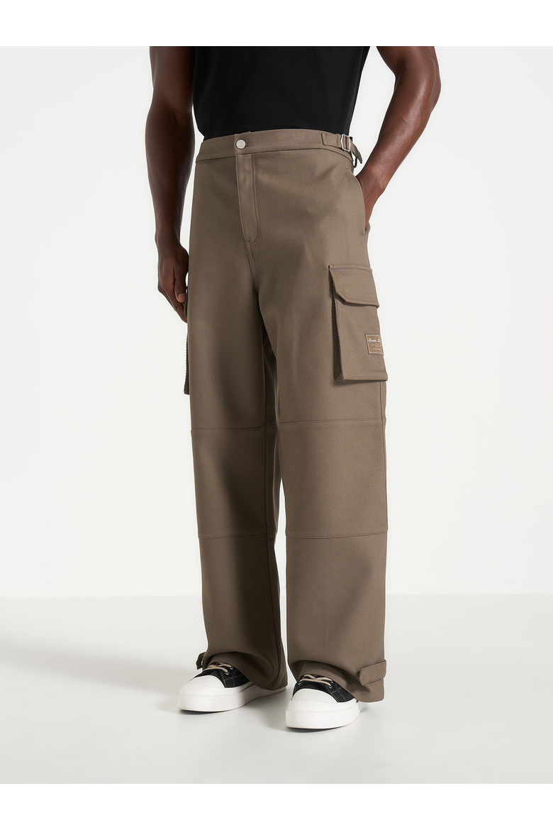 Mathis Twill Signature Wide Leg Cargo Trousers, Main, color, Olive