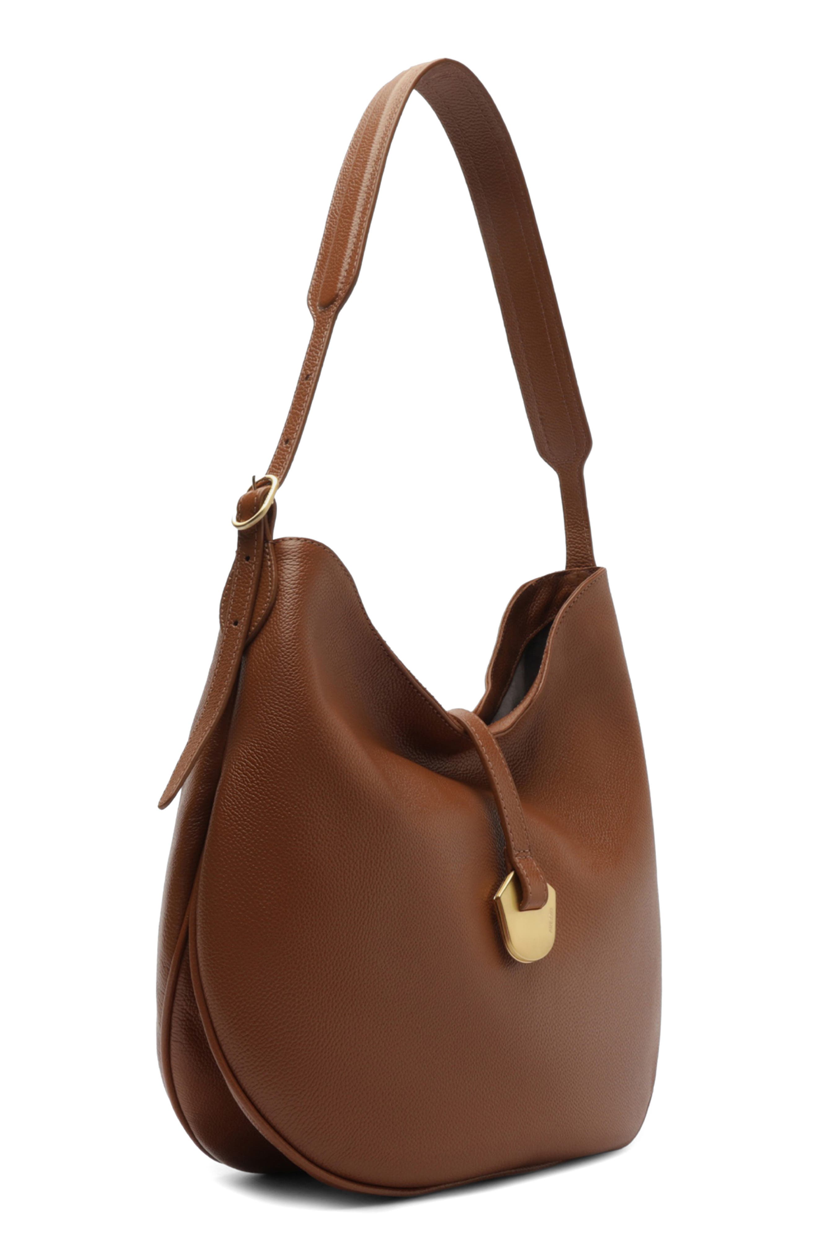 Arezzo Large Sabrina Leather Hobo Bag, Alternate, color, Soul Natural