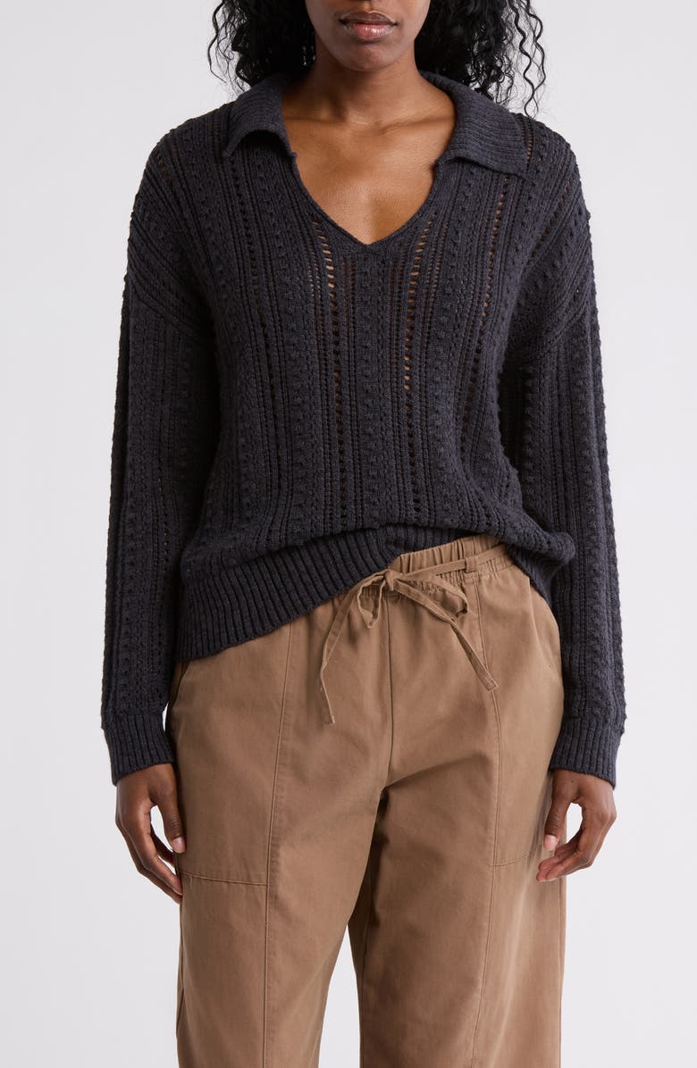 Lucky Brand Johnny Collar Textured Pullover Sweater, Main, color,