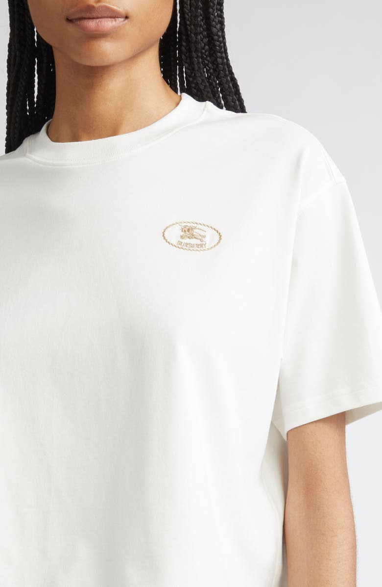 Burberry Embroidered EKD Crop Cotton T-Shirt, Alternate, color,