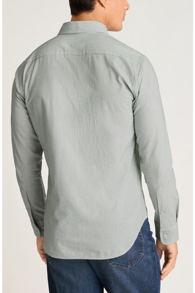Everyday Slim Fit Striped Cotton Seersucker Shirt, Alternate, color, OLIVE STRIPE SEERSUCKER