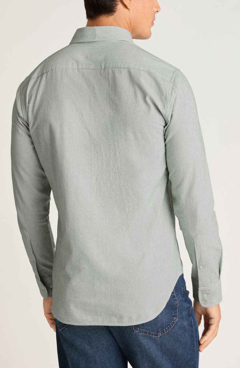 Bonobos Everyday Slim Fit Striped Cotton Seersucker Shirt, Alternate, color, Olive Stripe Seersucker