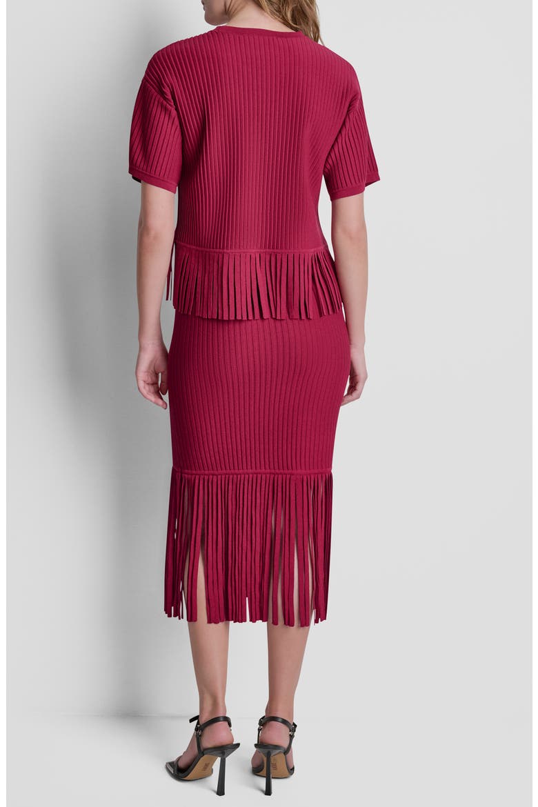 Fringe Short Sleeve Sweater, Alternate, color, RHYTHM RED