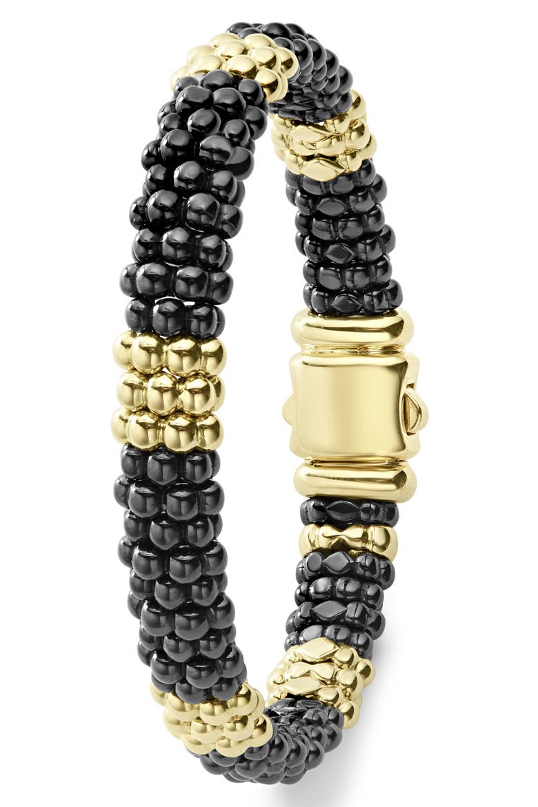 Gold & Black Caviar Station Bracelet, Alternate, color, GOLD