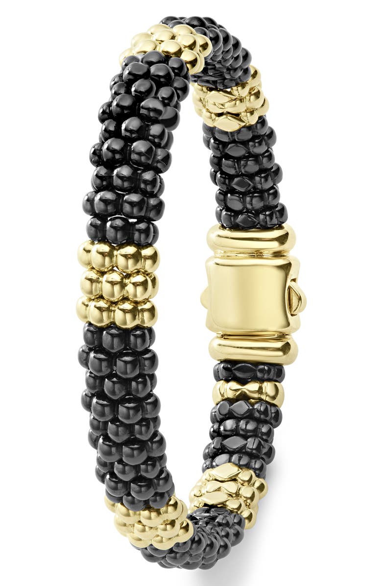 LAGOS Gold & Black Caviar Station Bracelet, Alternate, color, 