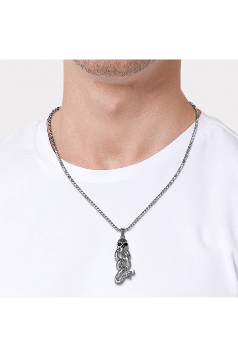 Dark Mark Skull and Snake Pendant Necklace, 22", Alternate, color, Silver