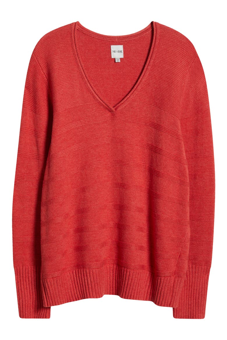 Cotton & Cashmere Blend V-Neck Sweater, Alternate, color, ROSETTE