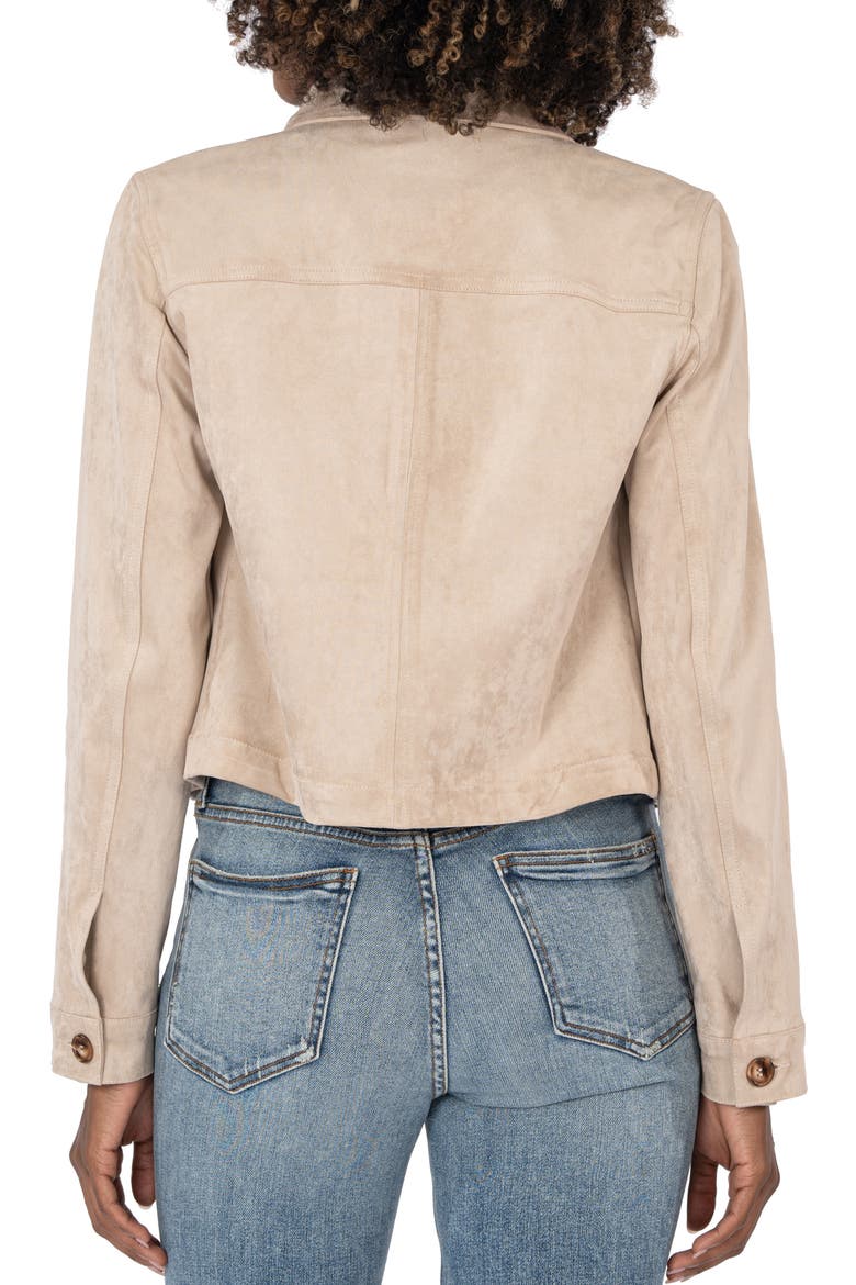 Matilda Crop Faux Suede Jacket, Alternate, color, STONE