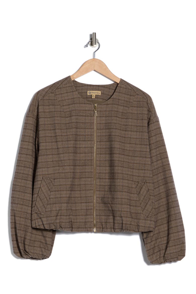 Plaid Zip Front Bomber Jacket, Alternate, color, WHEAT MULTI