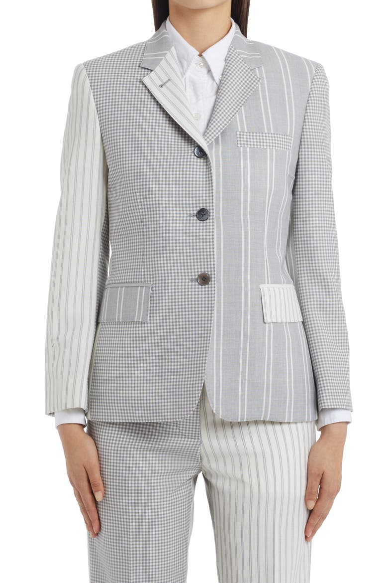 Mixed Print Wool Hopsack Classic Blazer, Main, color, MED GREY