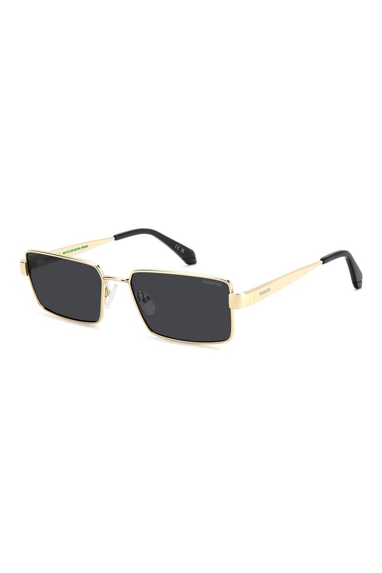 56mm Polarized Rectangular Sunglasses, Alternate, color, GOLD GREY/ GREY PZ