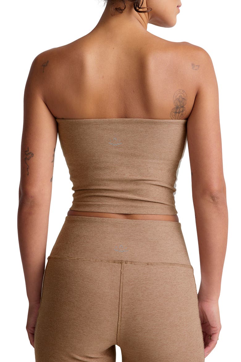 Space Dye Strapless Stripe Crop Top, Alternate, color, DESERT SAND/ CLOUD WHITE