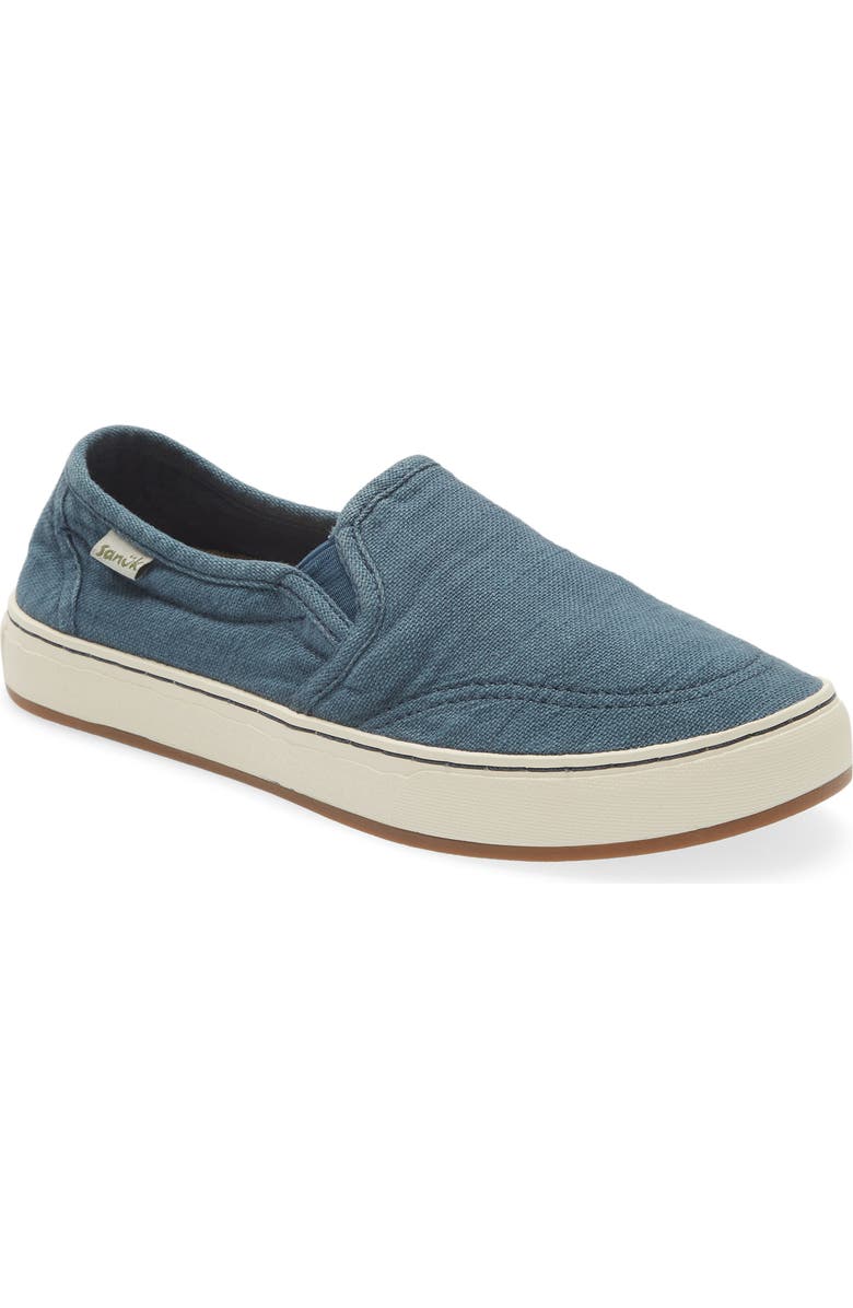 Sanuk Avery Hemp Slip-On Sneaker, Main, color, Blue