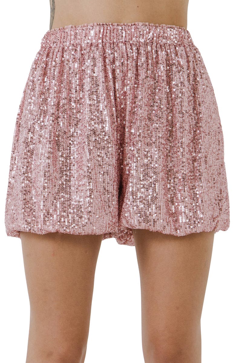 Endless Rose Sequin Blouson Shorts, Alternate, color, Pink
