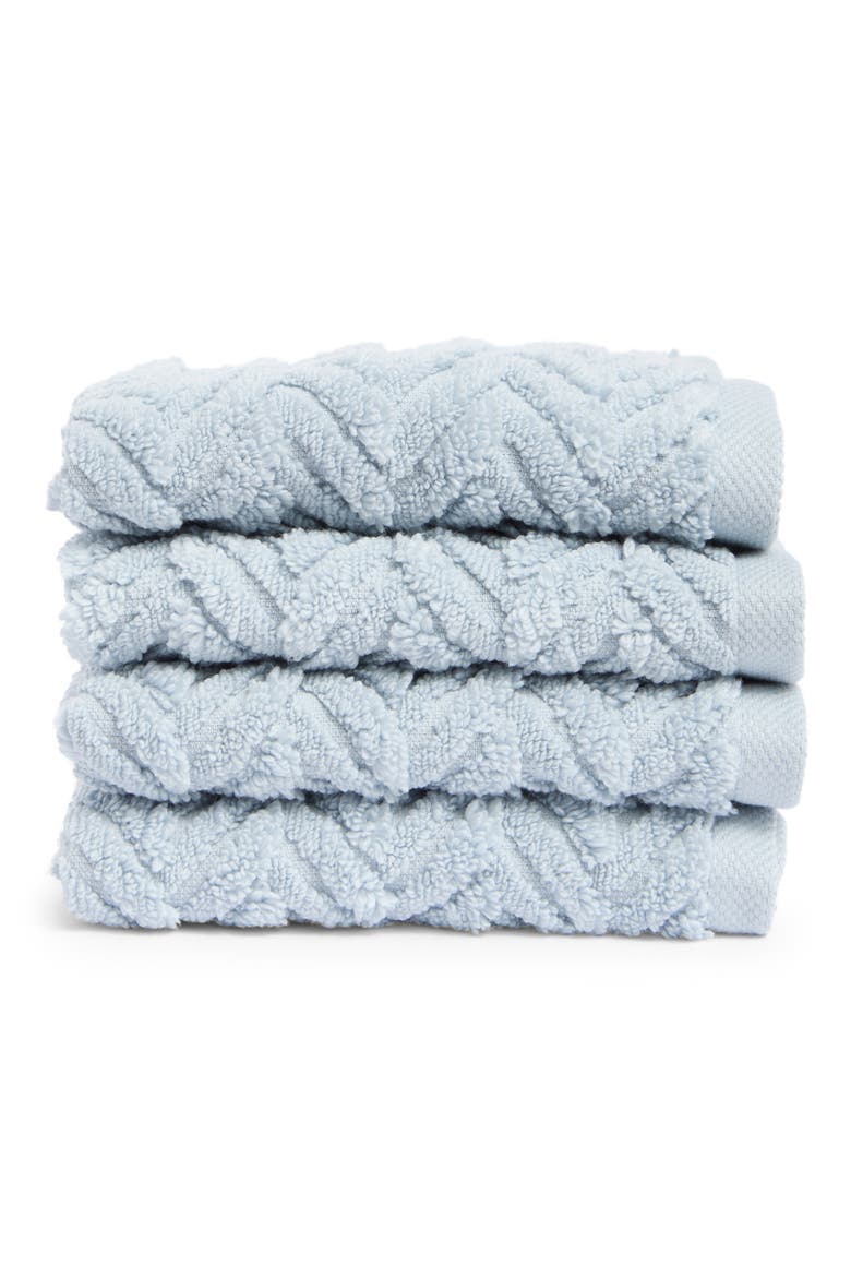 Seville 4-Piece Cotton Washcloths, Main, color, WEDGWOOD