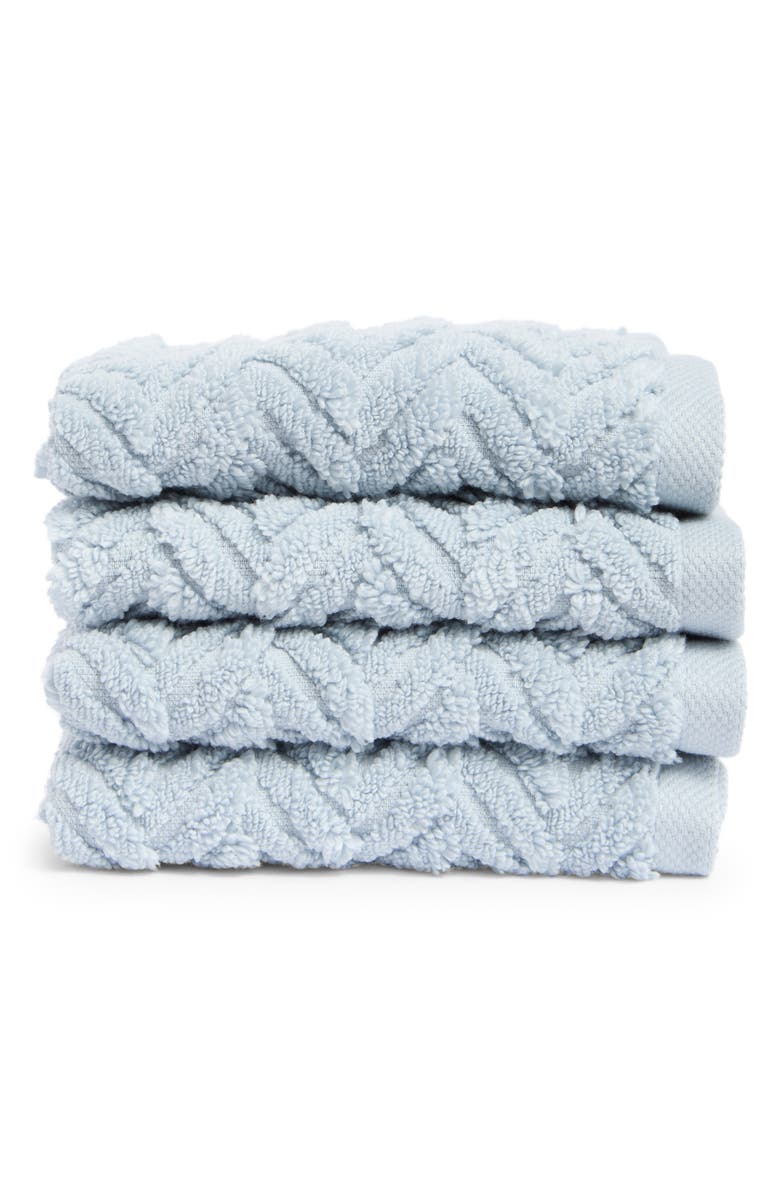 Matouk Seville 4-Piece Cotton Washcloths, Main, color, Wedgwood