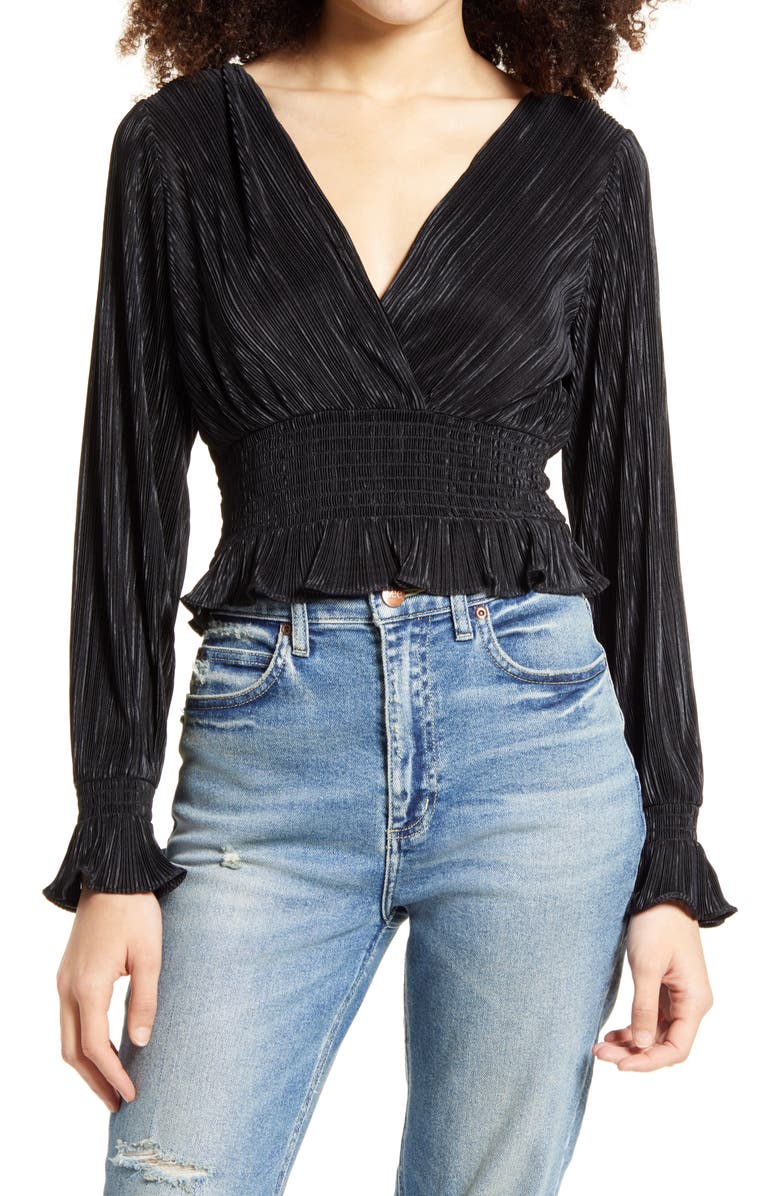 Leith Plissé Smocked Top, Main, color,
