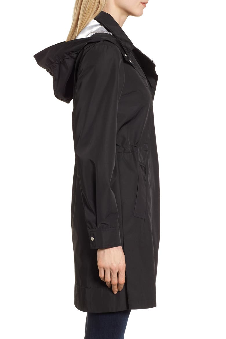 Tech Hooded Trench Coat, Alternate, color, BLACK