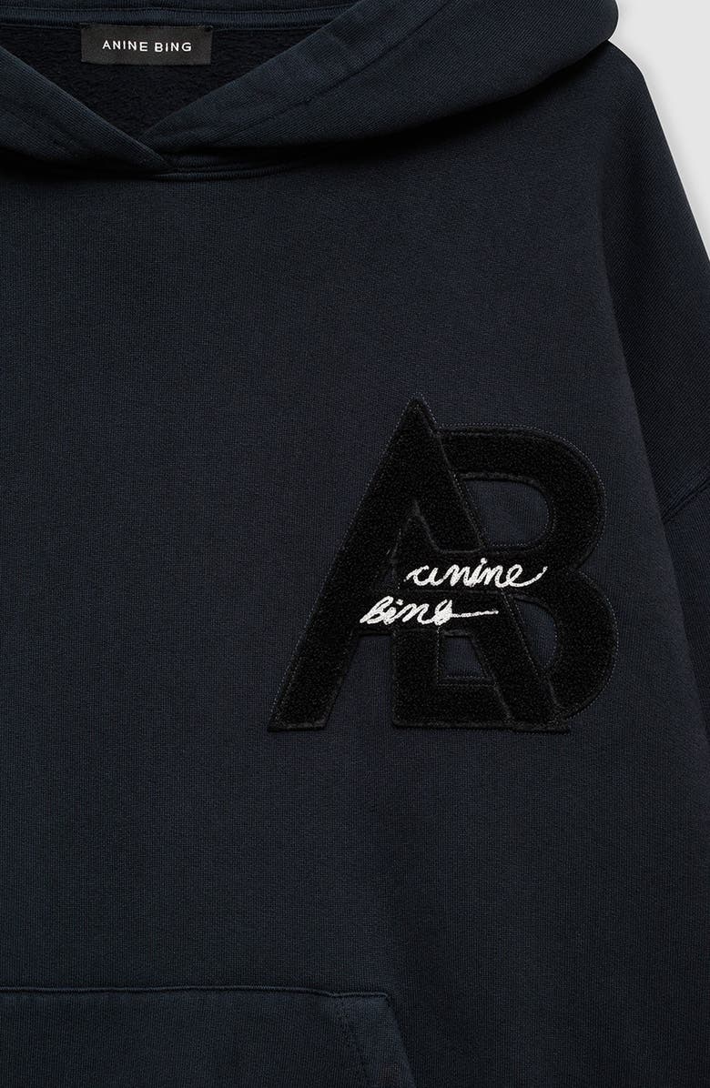 ANINE BING Jaci Letterman Hoodie, Alternate, color, Vintage Black