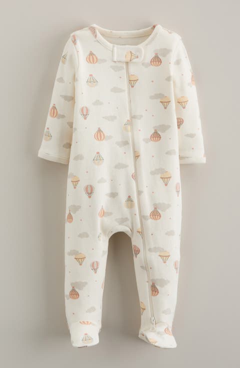 Print Zip Cotton Footie (Baby)