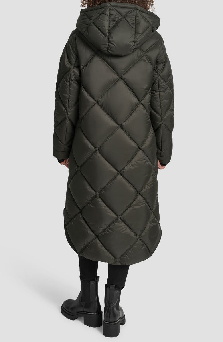 DKNY Diamond Quilted Puffer Coat, Alternate, color, Loden