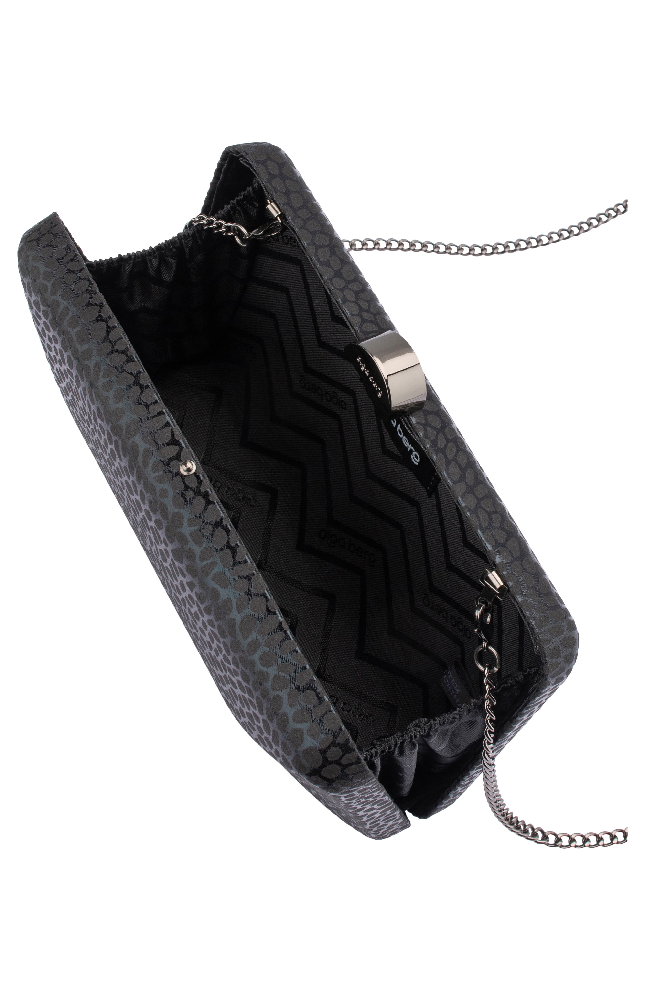 Frankie Embossed Clutch, Alternate, color, BLACK