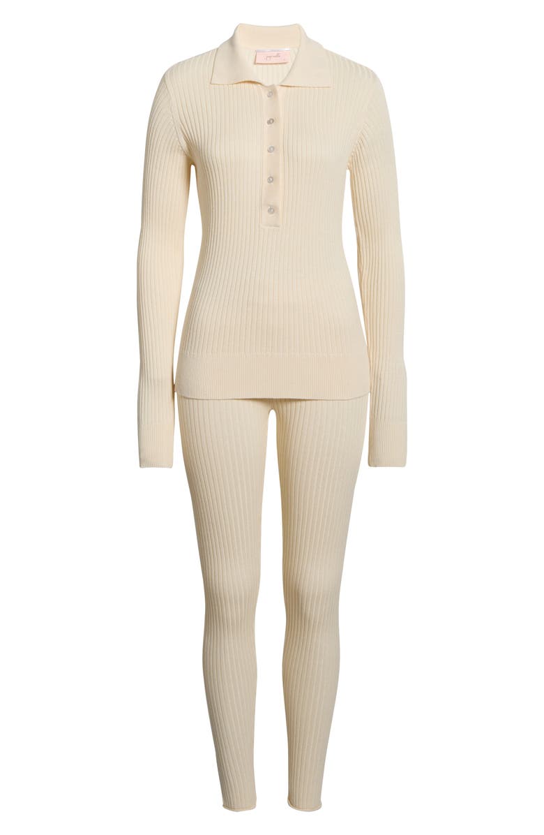 Papinelle Colette Cozy Cotton Blend Rib Pajamas, Alternate, color, Biscuit