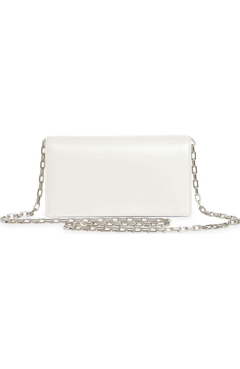 Christian Louboutin Bettina Leather Clutch, Alternate, color, White/ Silver