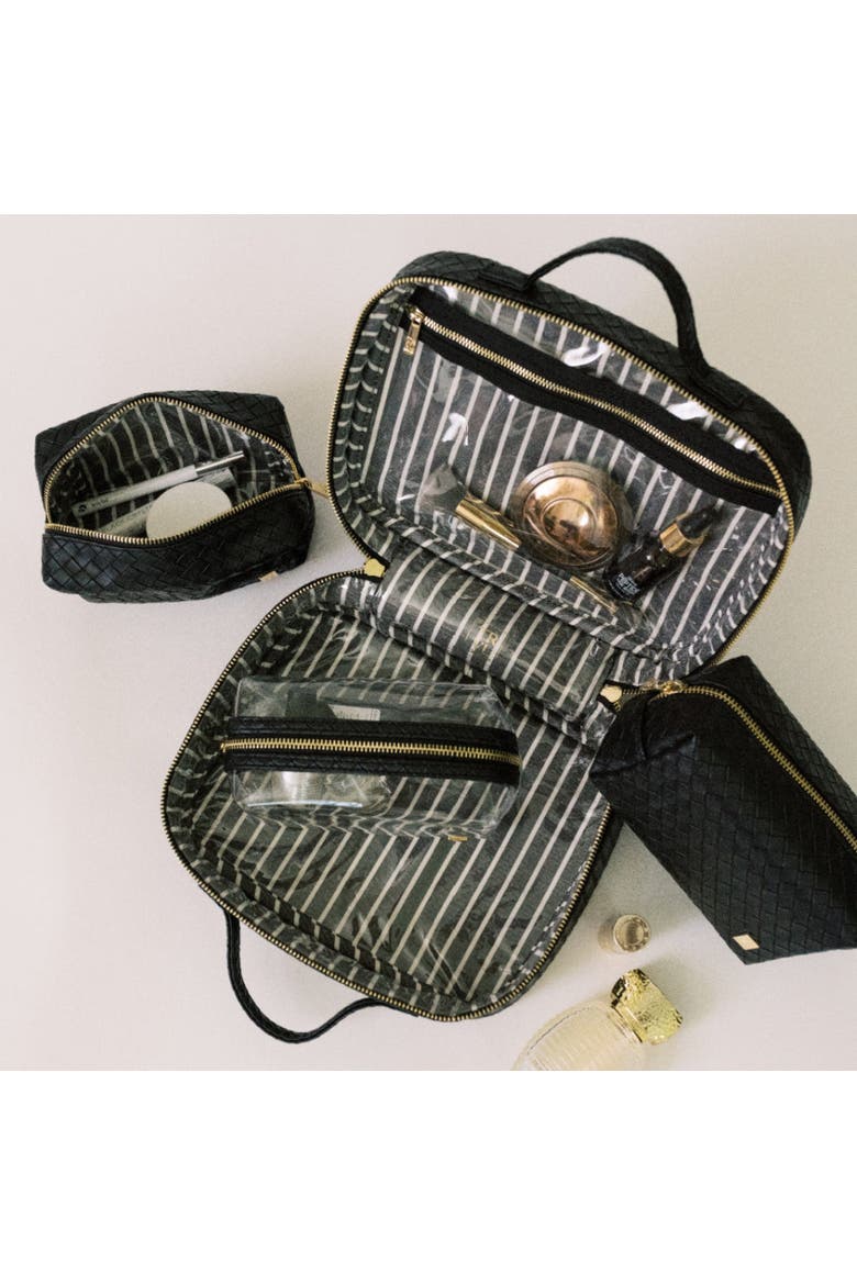 Woven Jet Makeup Bag, Alternate, color, Black
