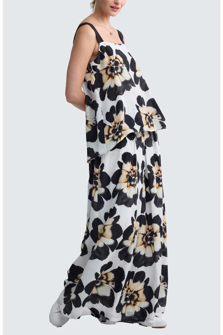 Elvina Floral Print Wide-Leg Pants, Alternate, color, Beige