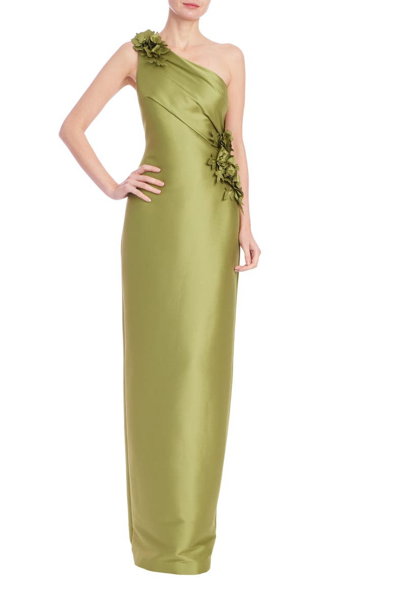 Floral Embellished Column Gown, Main, color, CHARTREUSE