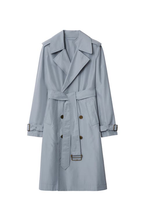 Burberry Long Silk Trench Coat In Gale