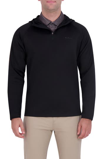 Ben Sherman Scuba Knit Quarter Zip Hoodie In Black