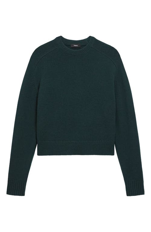 Theory Cashmere Crewneck Crop Sweater In Green